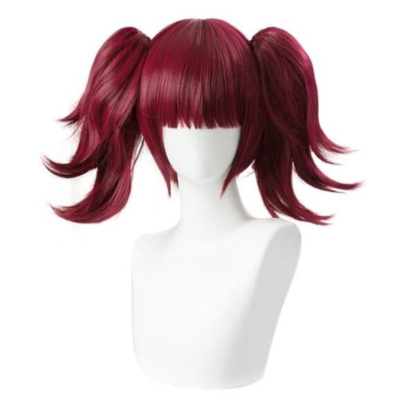 Short Curly Red Pigtails Wig with Bangs for Women Girls Cosplay Wig main image 4